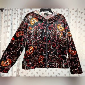 ROBERT LEWIS Silk Full Zip Hoodie Large